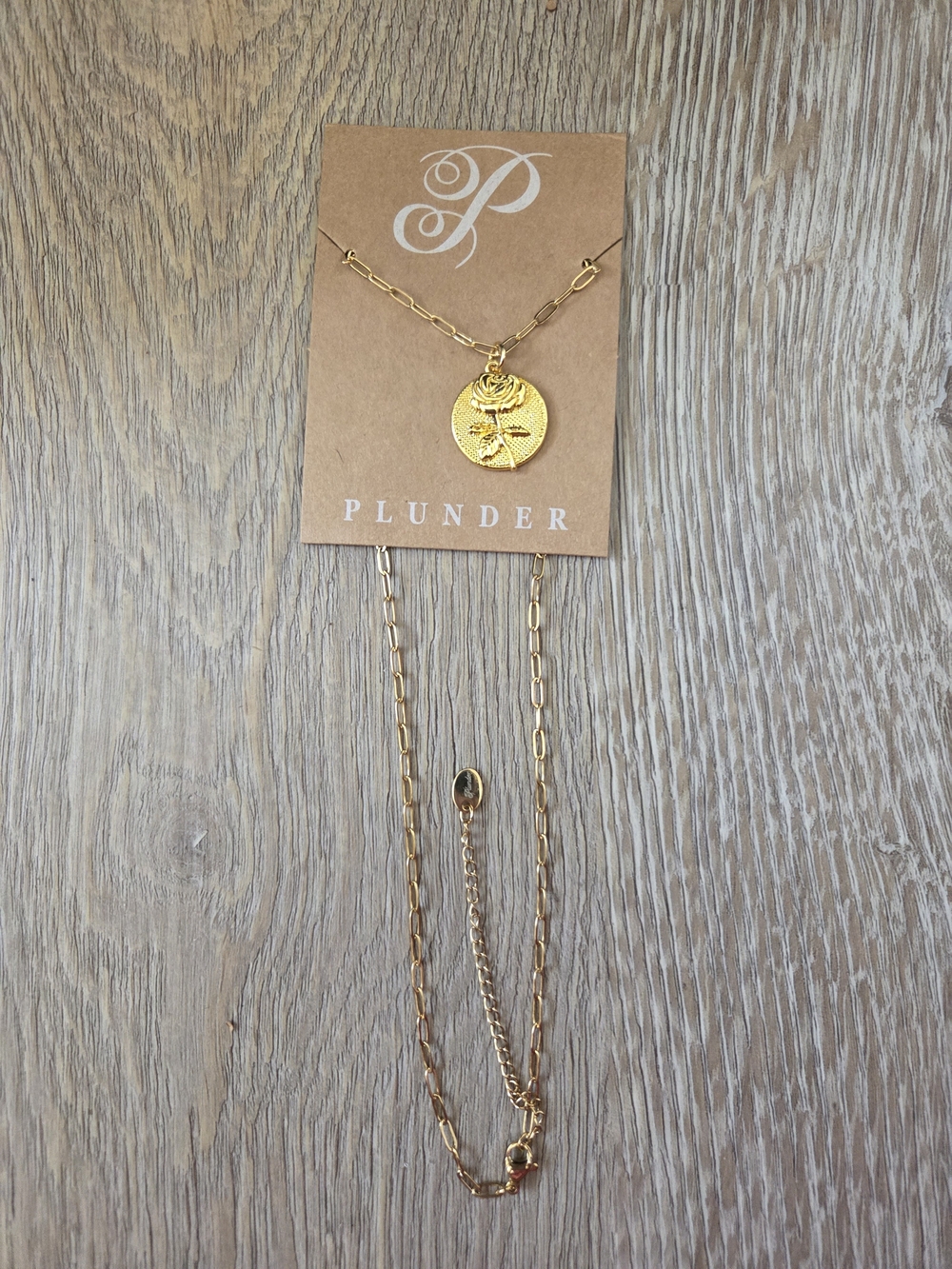 Plunder Gold Rose Medallion Layered Necklace
